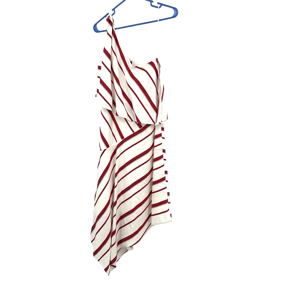 Banana Republic size 4 one shoulder asymmetrical hem dress striped red white
